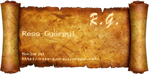 Ress Györgyi névjegykártya